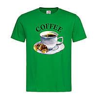 Зеленая мужская/унисекс футболка С принтом кофе (30-8-1-зелений)