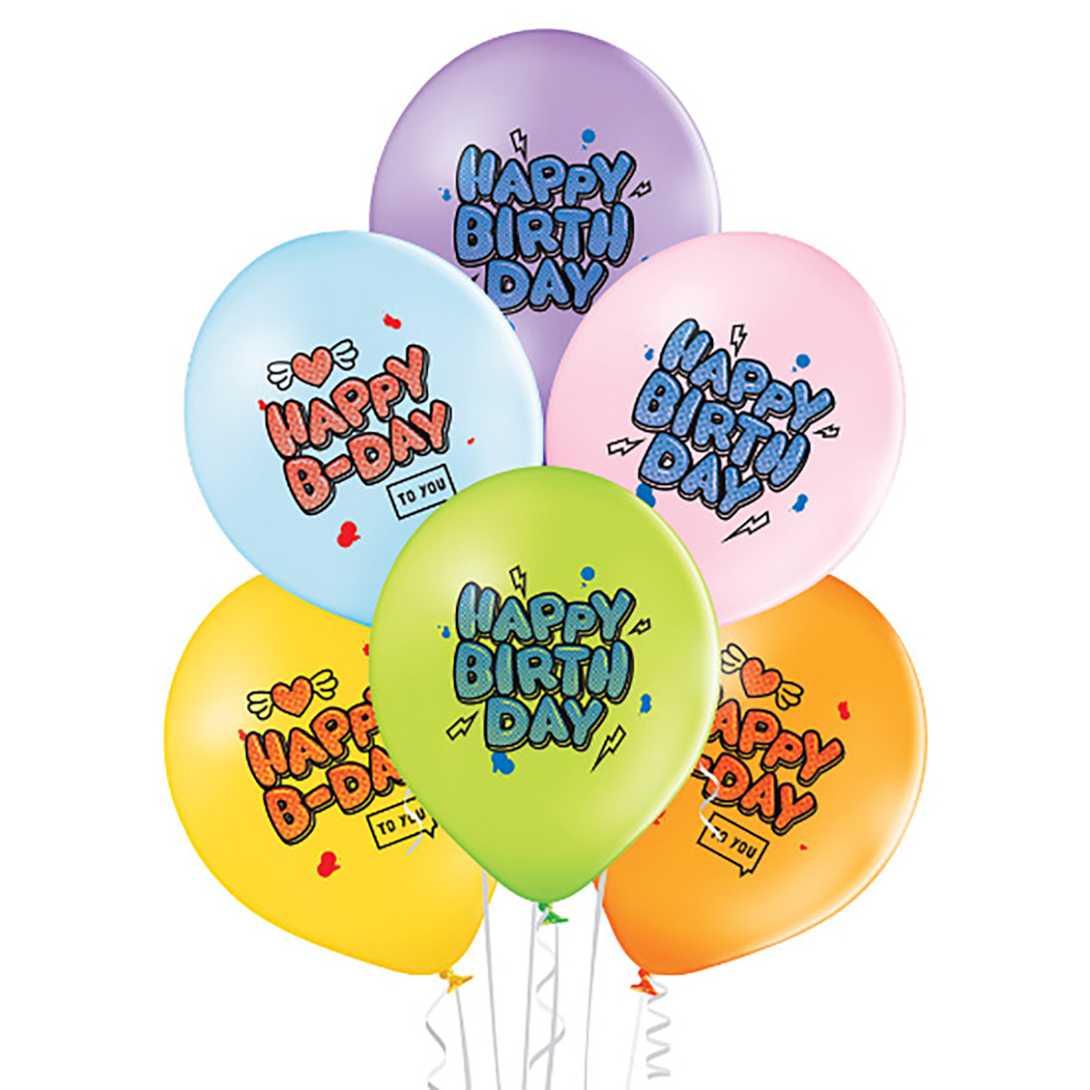 Повітряна куля 12" з написом Happy Birthday кольорової графіті 2399