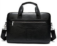 Деловая мужская сумка из зернистой кожи Vintage 14886 Черная ds
