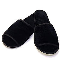 Велюровые тапочки для дома/гостиницы Luxyart, черный, открытый носок, в упаковке 10 пар (ZF-237) ds