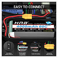 Аккумулятор для дрона HRB_ Lipo 6s 22.2V 4000mAh 60C Battery XT60 Plug (HR-4000MAH-6S-60C-XT60)(1698975814756)