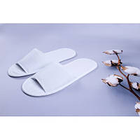 Одноразовые махровые тапочки для гостиниц Luxyart, белый, открытые, в упаковке 100 пар (ZF-034) ds