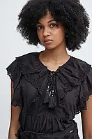 Urbanshop com ua Бавовняна блузка Pepe Jeans DOROTEA жіноча колір чорний однотонна PL304815 РОЗМІРИ ЗАПИТУЙТЕ