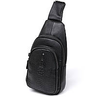 Модна шкіряна чоловіча сумка через плече Vintage 20673 Чорний ds