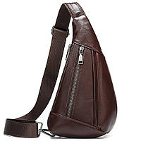 Мужская сумка-слинг кожаная 14737 Vintage Коричневая ds