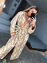 Жіночий теплий довгий махровий халат із капюшоном бежевий ТУРЦІЯ, фото 2