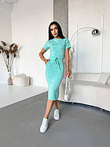 Стильний жіночий костюм укорочена кофта та спідниця олівець із кишенями, фото 5