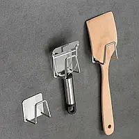 Универсальний клейкий держатель на кухню для приборов мочалок губок для мытья посуды Серебристый Набор 3 шт