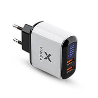 Зарядное устройство Vinga 2 Port QC3.0 Display Wall Charger (VWCQAADW)(1837478859756)