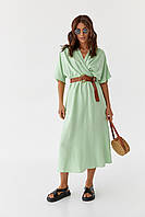 Жіноча сукня міді з верхом на запах PERRY - салатовий колір, L (є розміри) ds