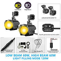 Мотофари Future Eyes F30P LED Yellow DRL 120W 6500Lm ДХО жовтий / ближнє жовтий / дальнє білий