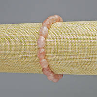 Браслет Полуничний Кварц натуральний камінь галтівка d-7х10,5 мм +- (стрейч) L-18 см + — купити біжутерію дешевооптом в інтернеті