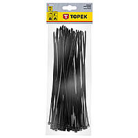 Стяжка Topex черная, 4.8х300 мм, пластик, 75 шт. (44E980)(1701871186756)