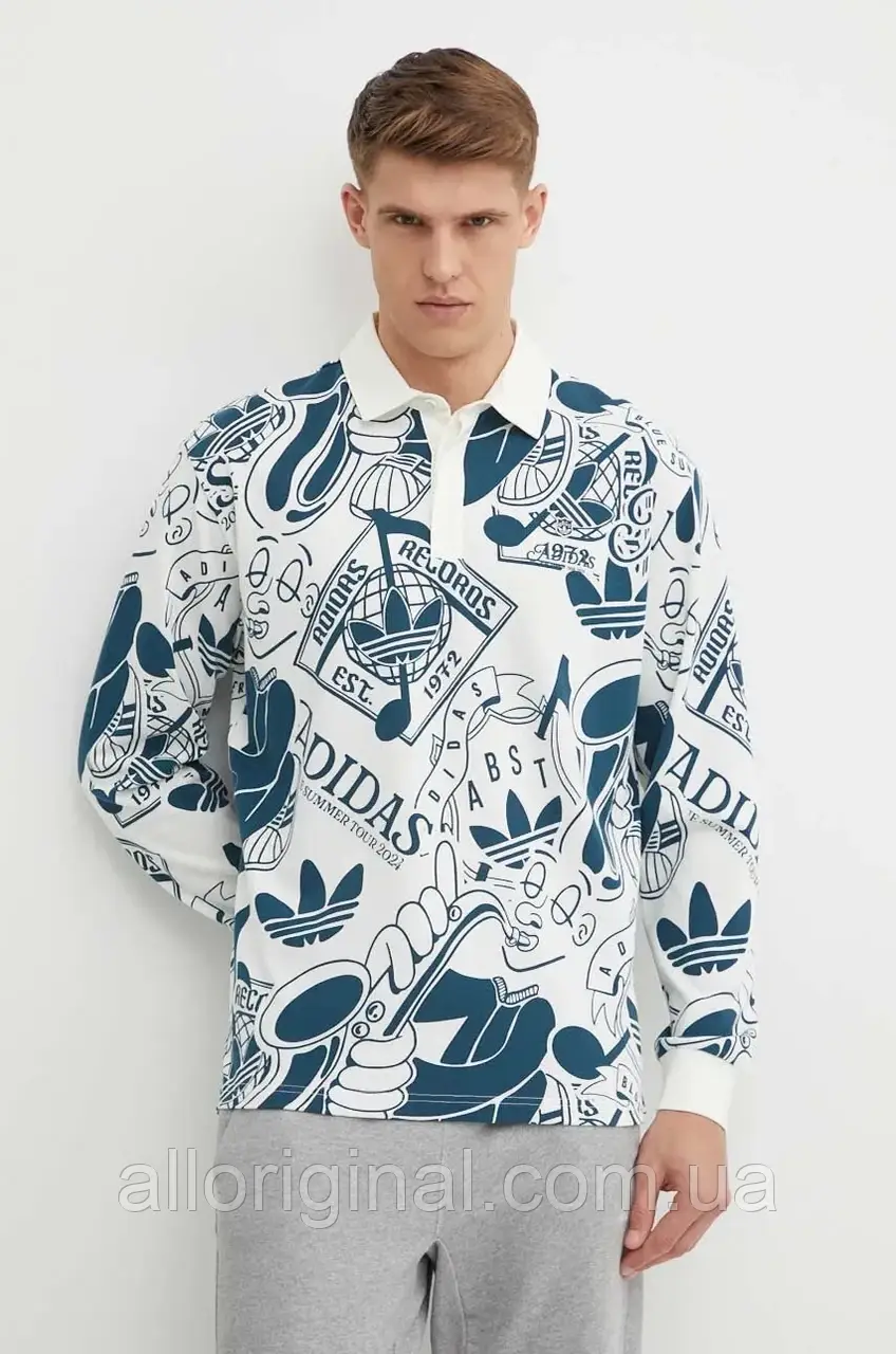 AllOriginal com ua Бавовняний лонгслів adidas Originals колір бежевий візерунок IN2599 РОЗМІРИ ЗАПИТУЙТЕ, фото 1