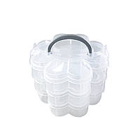 Пластикова тара-органайзер, 3 поверхи для рукоділля та шиття Квітка