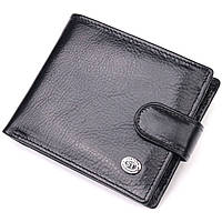 Мужской кошелек из натуральной гладкой кожи в два добавления ST Leather 19409 Черный ds