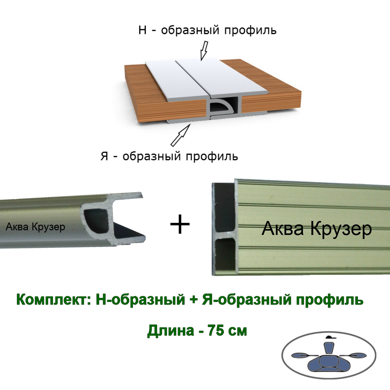 Комплект: Н - образный профиль + Я-образный для жесткого пола в надувную лодку пвх;75 см - фото 2 - id-p411114354