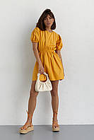 Коротке однотонне плаття з вирізом на спині жовтий колір, L (є розміри)