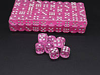 Розовые игральные кубики для настольных игр, покера, с белыми точками, высотой 14 мм, закругленные углы