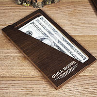 Деревянная Счетница Чек-холдер Папка для счета из дерева Купюрница 11 х 19 см с логотипом СЧ3