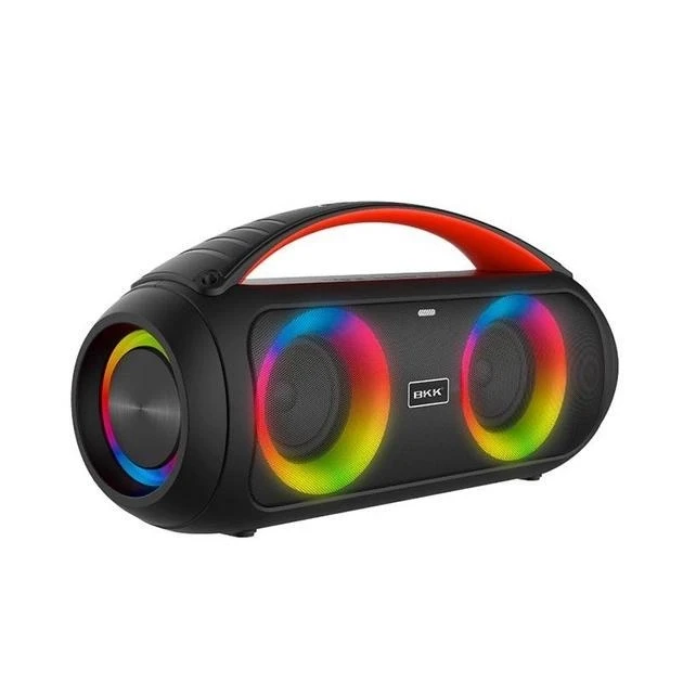 Портативна безпровідна Bluetooth колонка акустика BKK B63 Waterproof BoomBox LED IPX5 |BT5.3, TWS/AUX/TF/USB/FM, 60W | Чорний