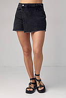 Джинсовая юбка-шорты на запах черный цвет, 28р (есть размеры) ds