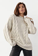 Вязаный свитер с косами oversize бежевый цвет, L (есть размеры) ds