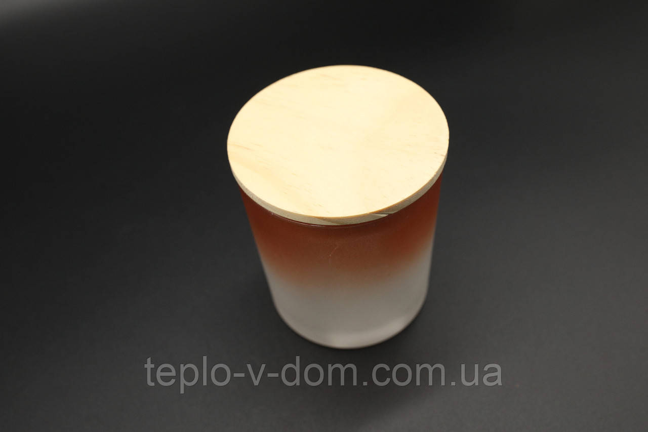 Скляна банка для свічок з дерев'яною кришкою 82х71мм/150 мл, фото 1