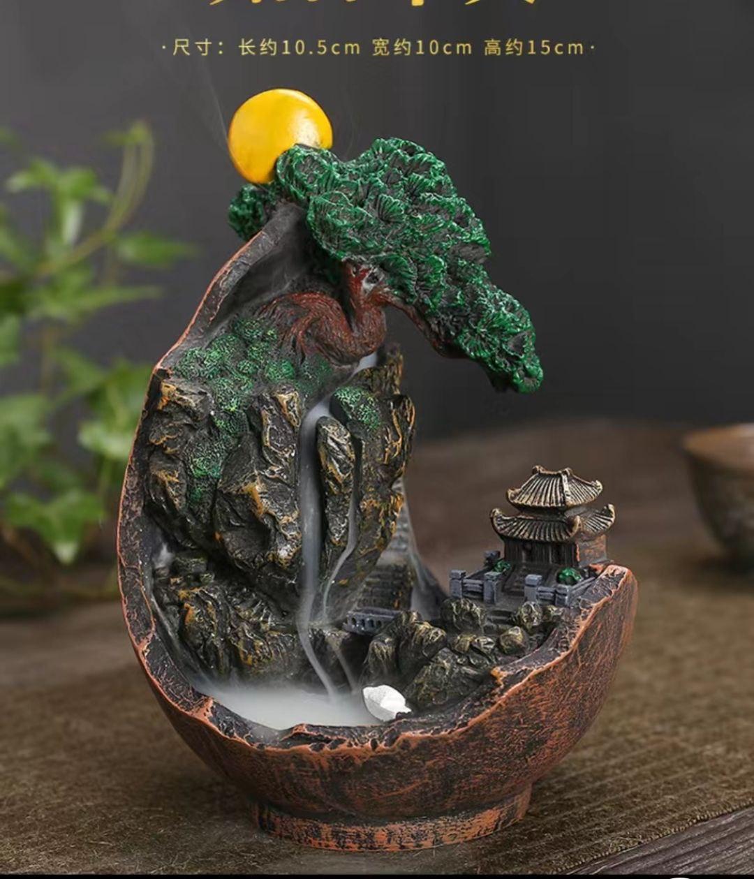 Курильниця світанок біля скелі, підставка для пахощів. Водоспад рідкий дим +20 конусів