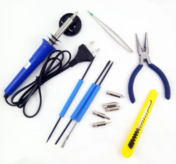 Набір для паяння ZD-921G (паяльник 220V 30W, підставка, 5 жал,3 інструменти,плоскогубці), фото 1