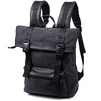 Добротный текстильный рюкзак для ноутбука со вставками эко-кожи FABRA 22583 Черный ds
