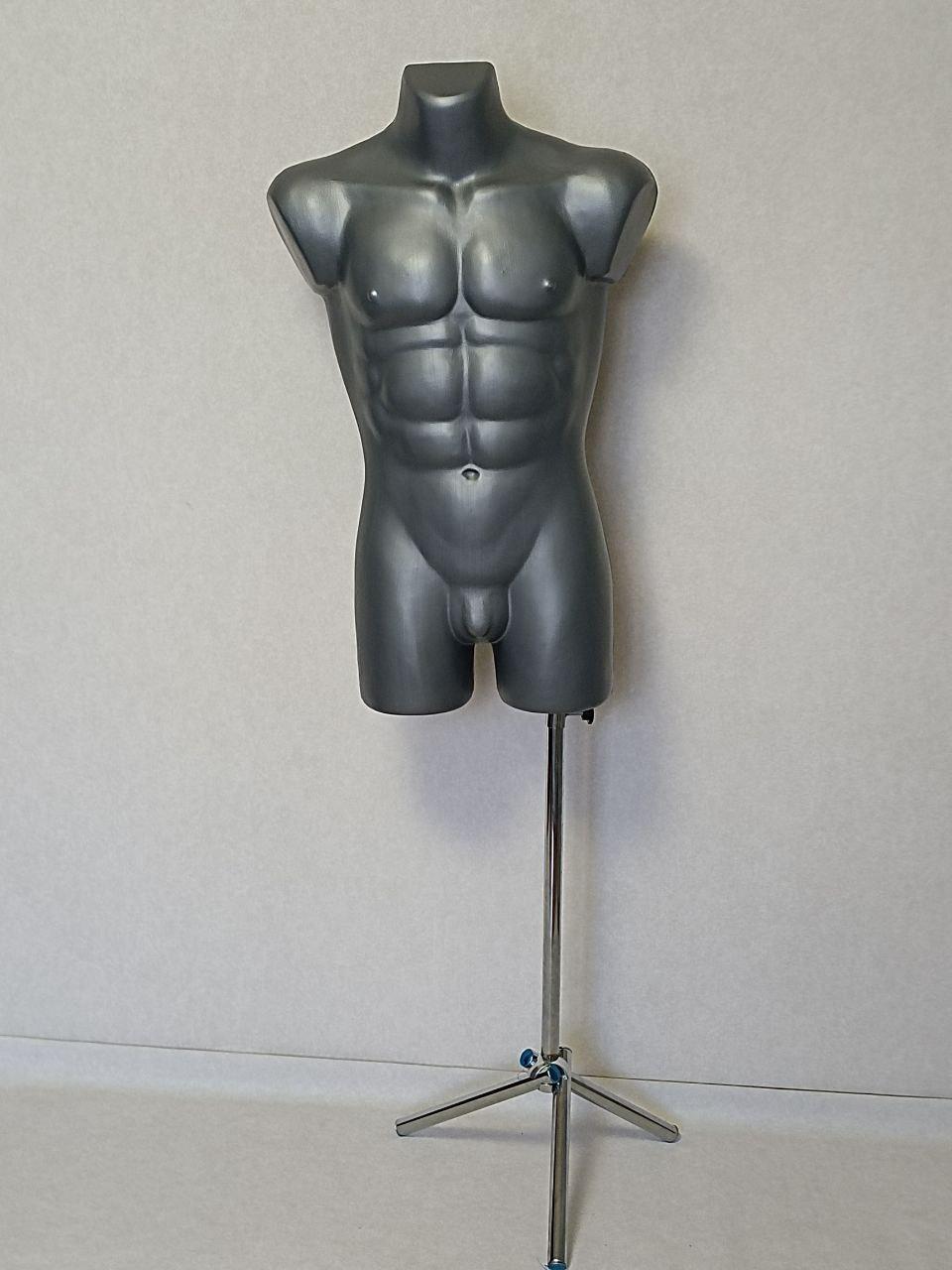 Манекен чоловічий "Давид" сірий на тринозі, фото 1