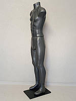 Манекен мужской ростовой без головы "Стас" серый на подставке с креплением в ногу