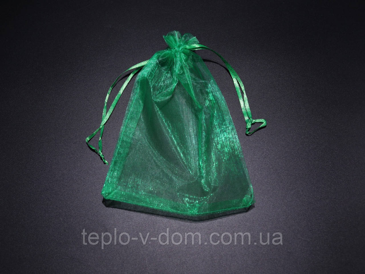 Мішечки для ювелірних прикрас подарункові з органзи. Колір зелений. 15х20см