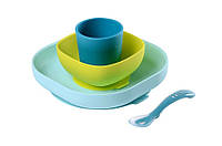 Beaba набор силиконовой посуды на присоске синий (6381329)