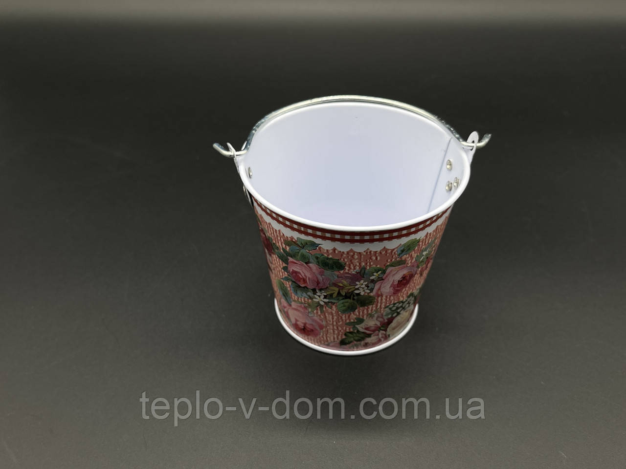 Залізні відра для квітів декоративне з ручкою Троянда. 8х8см