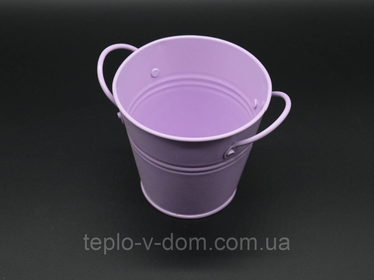 Відро декоративне металеве для квітів, вазонів Колір "бузок". 9х9.5см