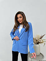 Женский модный пиджак на подкладке голубой- RudSale