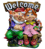 Декоративна фігура Гноми пара на лавці Welcome великий