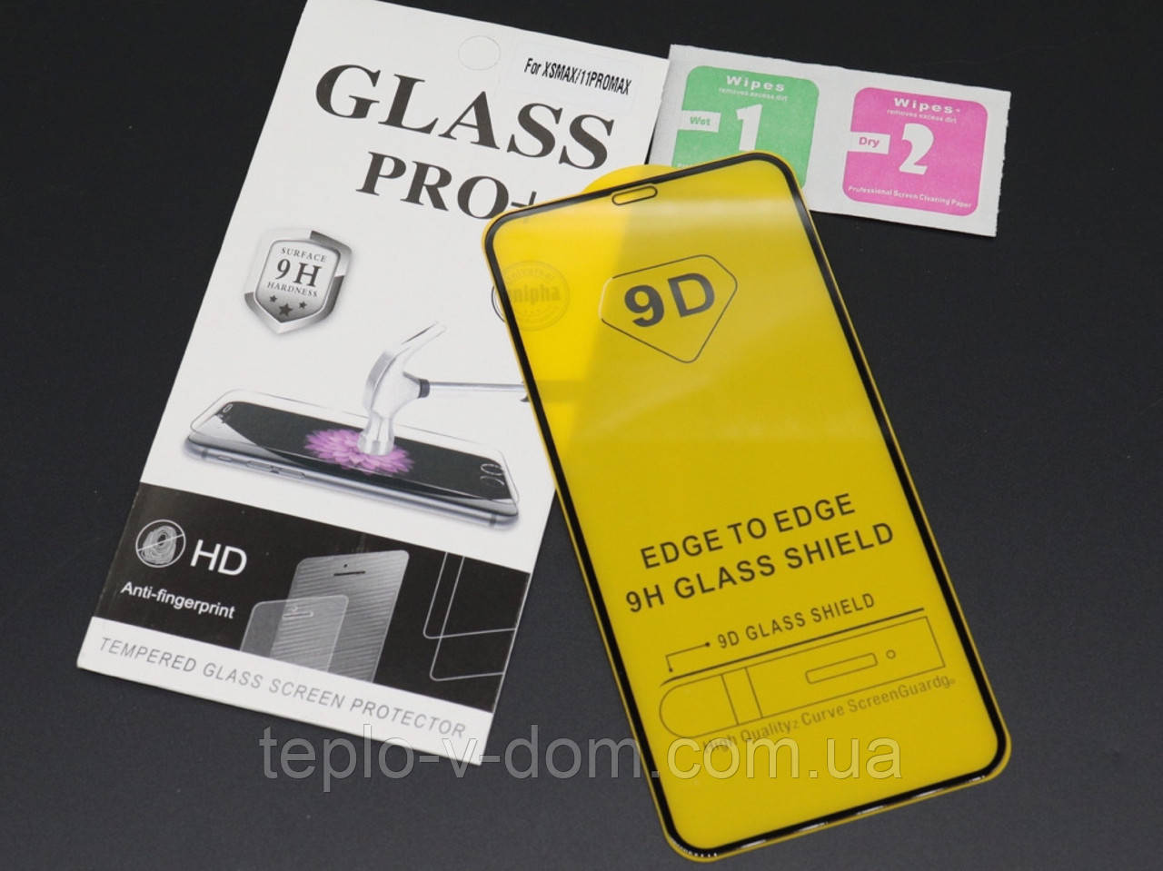 Протиударне захисне 9D скло на iPhone XS MAX/11 PRO MAX броньоване скло 10 шт/уп