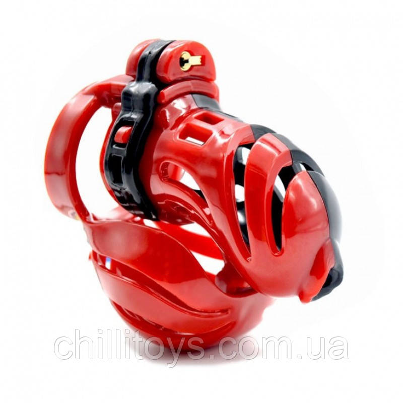 Пояс вірності New 3D Design Male Polyethylene Chastity Integrative Device Red&Black, фото 1