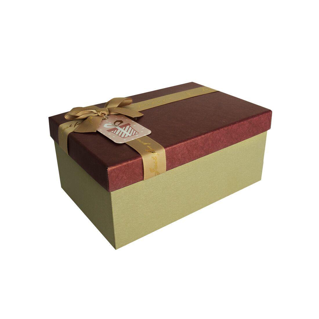 Подарочная коробка с бантом бордово-золотая, M 25×18,5×11,5 см Амур - фото 2 - id-p2209797269