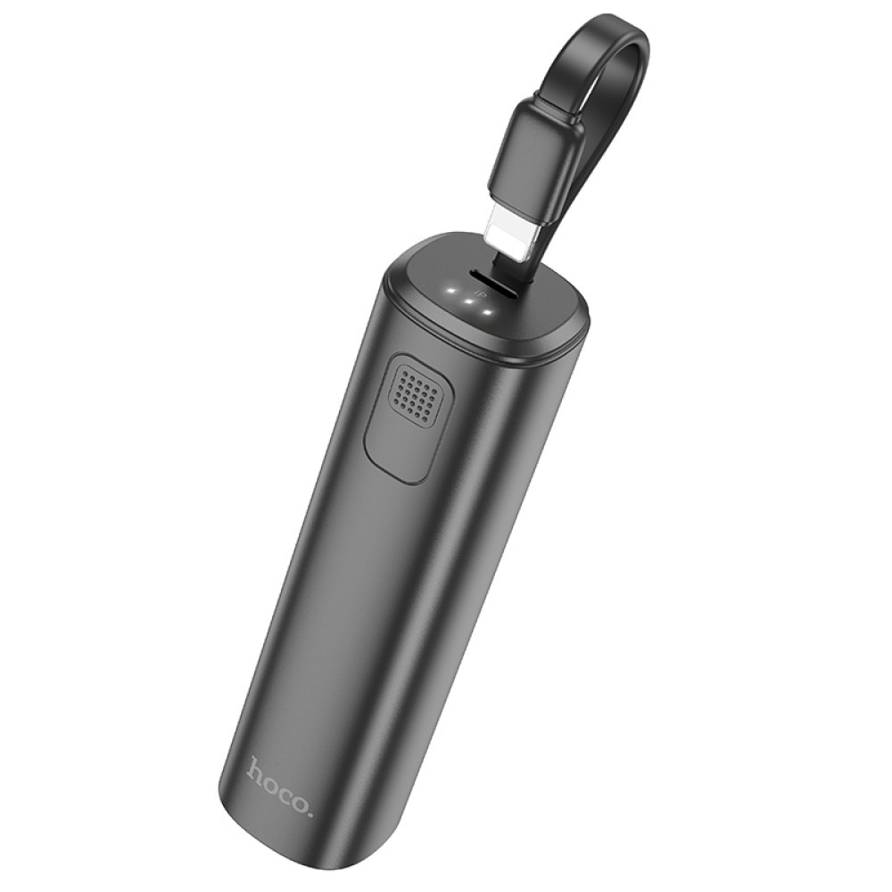 Павербанк PowerBank з вбудованим кабелем Lightning 5000mAh HOCO J113 Чорний