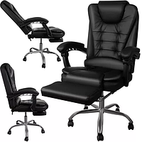 Кресло офисное черное экокожа с подставкой для ног MALATEC 23286