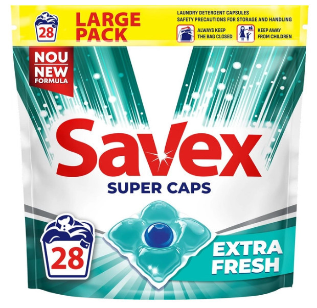 Капсули для прання Savex Super Caps Extra Fresh 28 шт(3800024046896) (ціна за 1шт) (3800024046896)