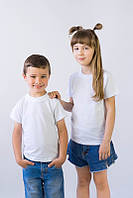 Футболка белая детская однотонная летняя кулир