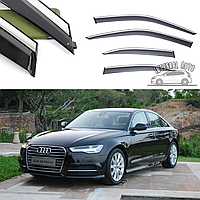 Дефлекторы окон Audi A6 2011-2018 "FLY" с хромированным молдингом