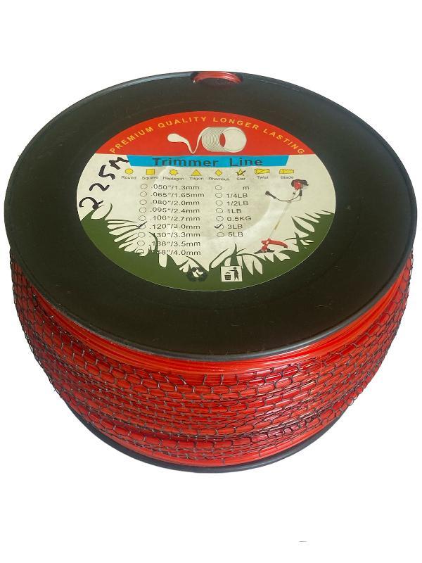 Леска для тримера бензомотокосы, электрокосы, леска звезда красная 3,00 мм 225 м, фото 1
