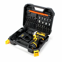 Набор шуруповерт аккумуляторный с насадками screw driver sets yellow 12v Полный комплект в чемодане!