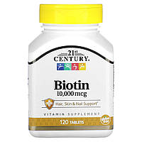 Биотин, Biotin, 21st Century, 10000 мкг, 120 таблеток